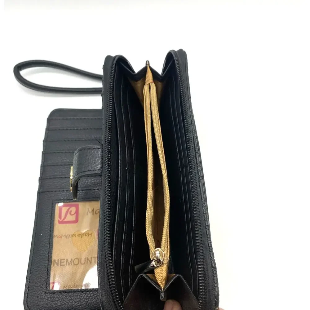 Stone Mountain Leather embossed paisley Wallet Wristlet‎